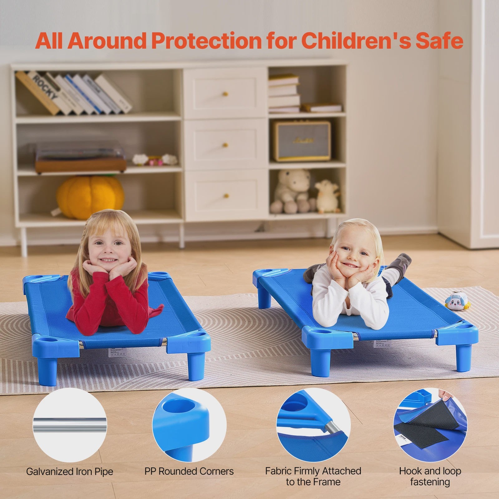 Stapelbare Kinderbedjes Set van 4 of 6 - Draagbaar en Comfortabel voor Kinderopvang en Thuis