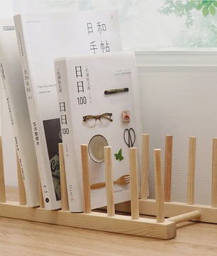 Praktische Bamboe Bordenhouder & Afdruiprek - Houten Keuken Organizer