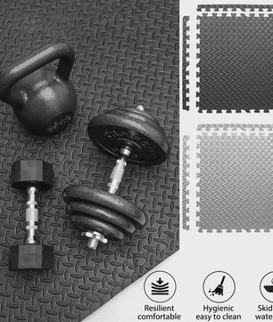 12-delige Puzzel Fitnessmatten Set - Antislip EVA Interlocking Vloertegels voor Thuisgym, Yoga & Sport