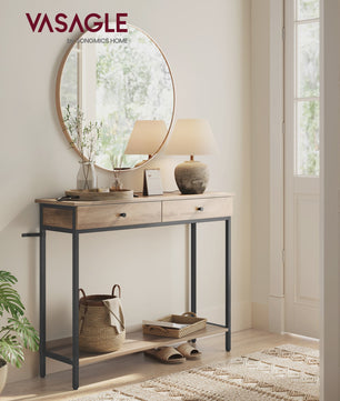 VASAGLE Console Tafel met 2 Lades en Open Plank - Stijlvolle Halmeubel