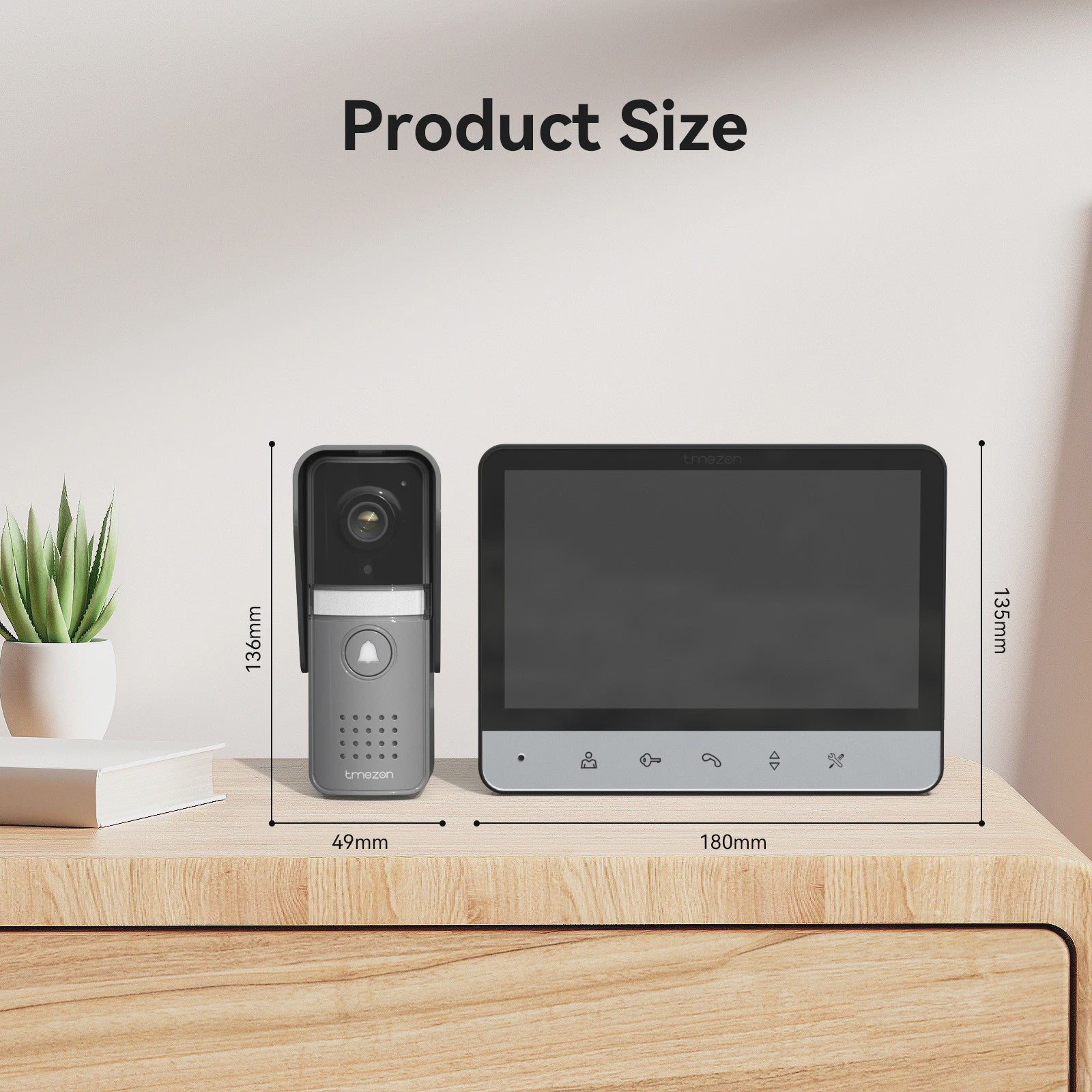 TMEZON 4-Draads Videosysteem: 7" Intercom met Deurtelefoon & Ontgrendelfunctie