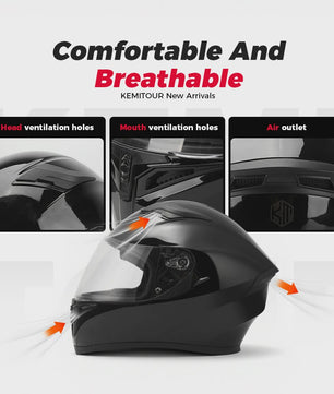 KEMITOUR Integraal Motorhelm ECE Goedgekeurd - Volledig Gelaat - Street & Racing