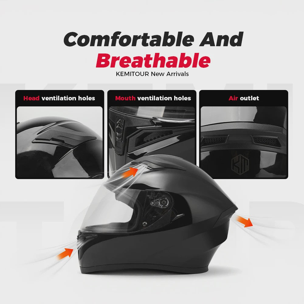 KEMITOUR Integraal Motorhelm ECE Goedgekeurd - Volledig Gelaat - Street & Racing
