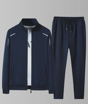 Moderne Casual Sportset voor Heren - Lente/Herfst Trainingspak met Opstaande Kraag en Elastische Broek