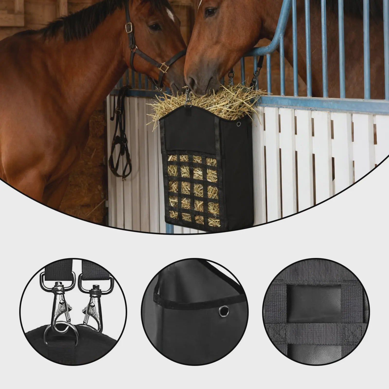 Duurzame Hooi Netten Tas voor Paarden, Geiten & Schapen - Grote Opening & Verstelbare Banden