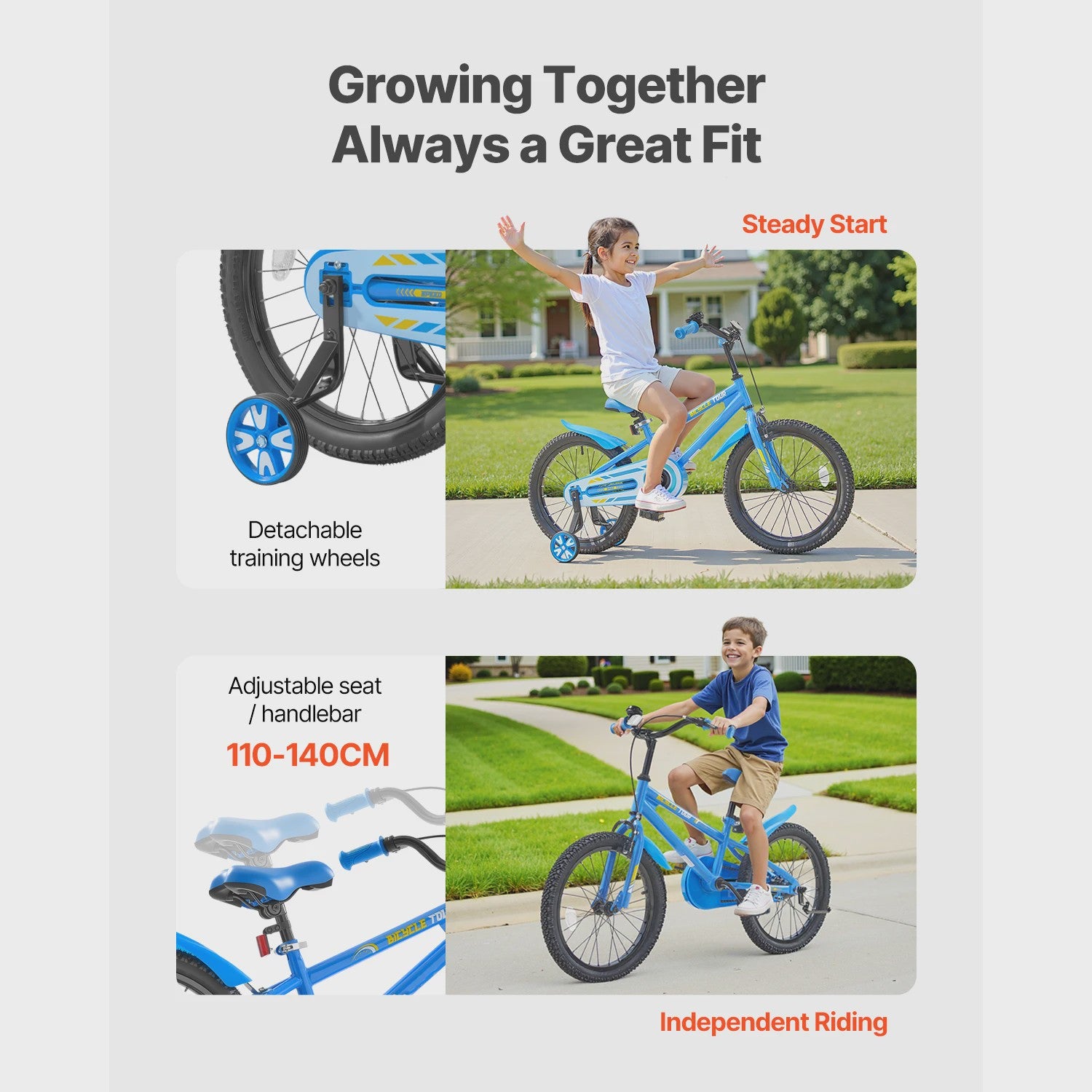 Kinderfiets BMX Stijl Blauw - 14, 16, 18 inch - Met Zijwieltjes