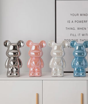 Keramische Bear Brick Beeldjes - Teddy Beer Decoratie voor Huis & Kamer (18/28 cm)