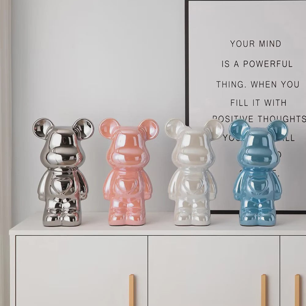 Keramische Bear Brick Beeldjes - Teddy Beer Decoratie voor Huis & Kamer (18/28 cm)