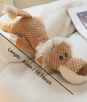Duurzaam Piepend Pluche Hondenspeelgoed - Leeuw, Wolf & Olifant - Voor Kleine & Middelgrote Honden