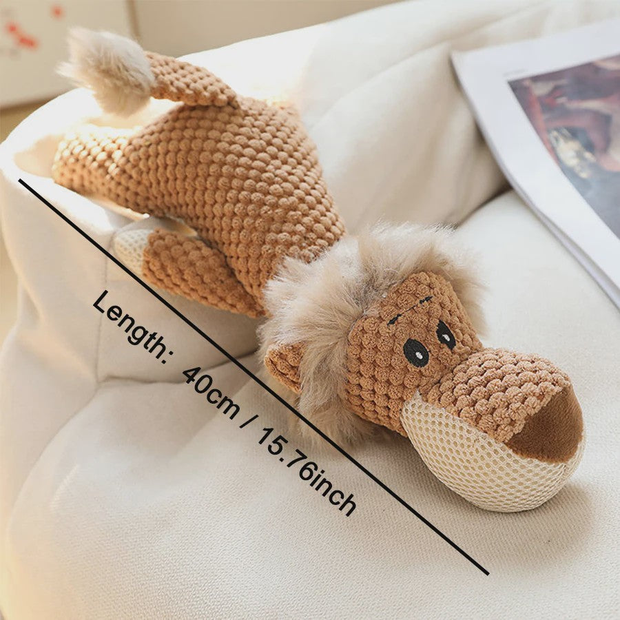 Duurzaam Piepend Pluche Hondenspeelgoed - Leeuw, Wolf & Olifant - Voor Kleine & Middelgrote Honden