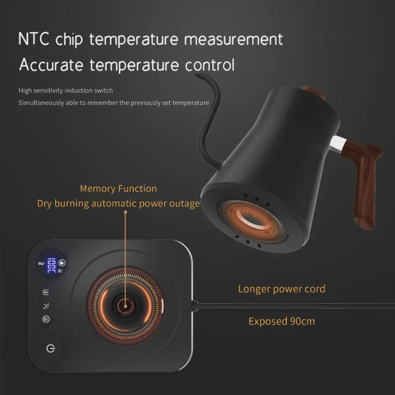 Elektrische Gooseneck Waterkoker 900ML met Temperatuurregeling - Snel Verwarmen