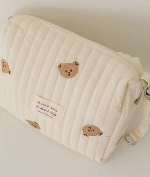 Quilted Luiertas Organizer met Borduring - Baby Verzorgingstas voor Kinderwagen