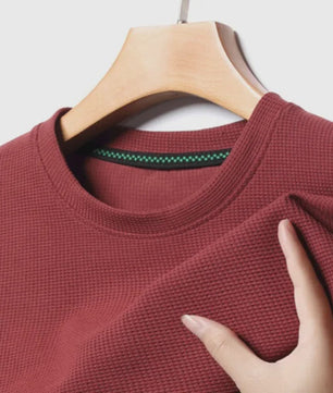 Heren Zomer T-shirt met Wafelstructuur en Korte Mouwen - Ronde Hals