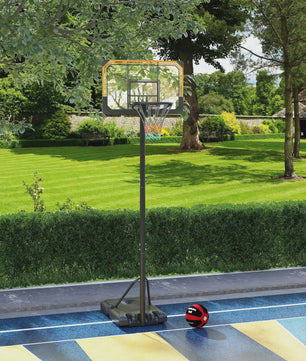 Verstelbare Basketbalpaal met Wielen - Zwart, 182-213 cm Hoogte