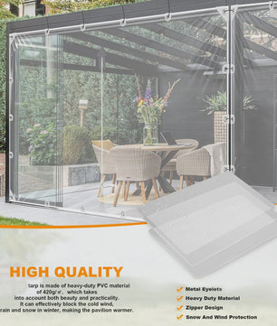 Waterdicht Transparant PVC Zeildoek met Ritssluiting en Verstevigde Oogjes - Ideaal voor Tuin en Garage