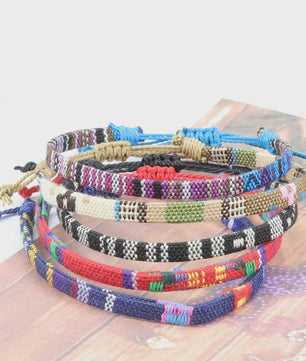 Handgemaakte Boho Anklet Armband - Geweven Stof, Verstelbaar, Beach & Ethnic Stijl