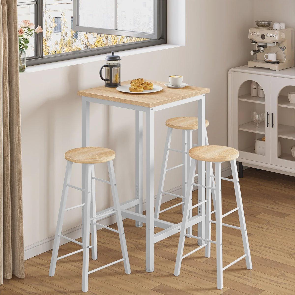 WOLTU Bartafel Vierkant 60x60cm Hoog - Stijlvol Keuken & Bistro Meubel met Metaal Frame