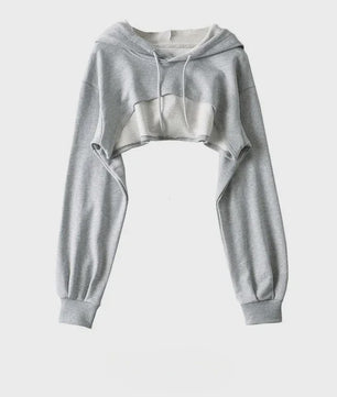 Unieke Dames Crop Hoodie met Lange Mouwen - Y2k Stijl & Persoonlijkheid