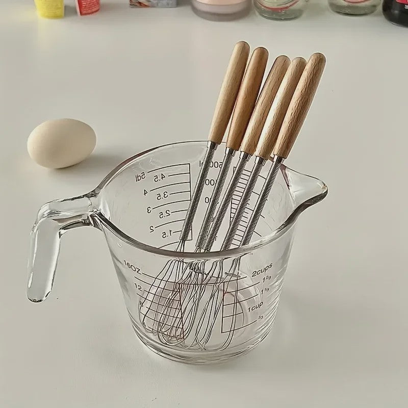 Mini Garde met Houten Handvat - Roestvrij Staal Eierklopper voor Bakken