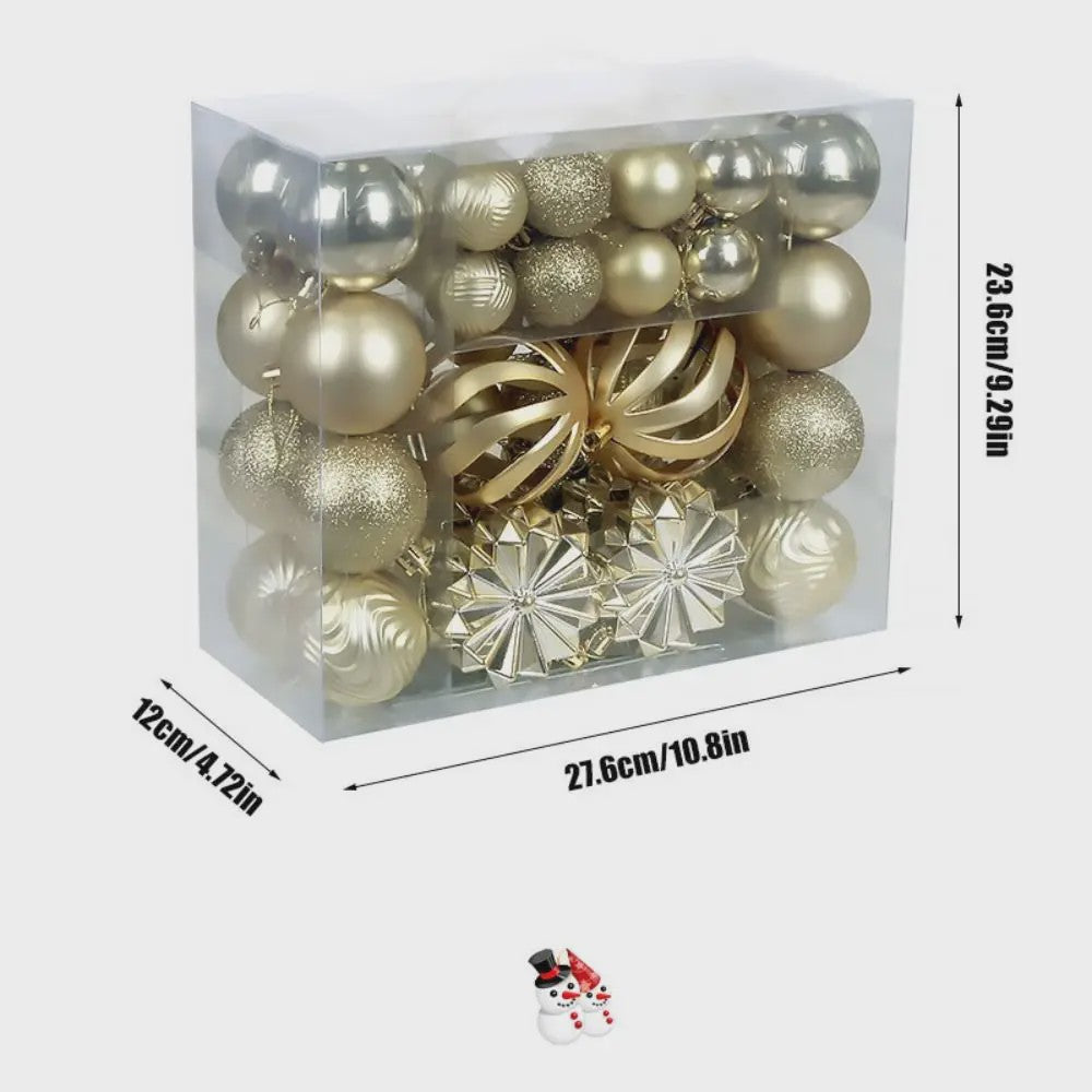 48-delige Set Kerstballen Plastic - Effen Kleur & Diverse Maten (4/6/8cm) voor Kerstboom Decoratie
