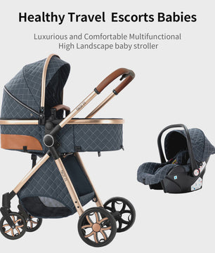 Magic ZC Premium 3-in-1 Baby Reiswieg & Kinderwagen Set - Luxe Beige, Compact, Inclusief Autostoel & Draagmand, Geschikt Vanaf Geboorte