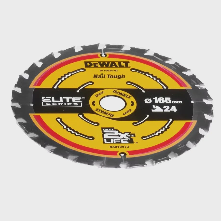 DeWalt DT10624-A9 Cirkelzaagblad 165mm x 20mm, 24T - Voor Houtbewerking & Constructie