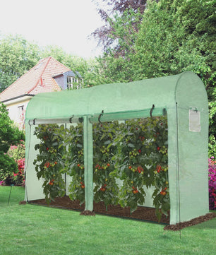 Outsunny Greenhouse Tunnel Garden Shed Greenhouse with 4 Windows and 2 Doors Made of Pe and Steel 300X100X200 cm Green