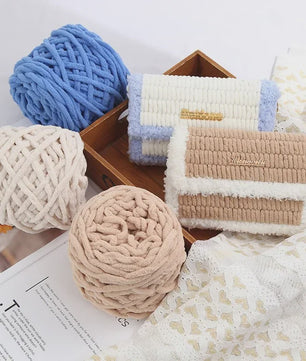 Chenille Garen 100g/bol - Super Zacht Dik Wol Garen voor Handbreien, DIY Sjaals & Projecten