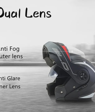 Modulaire Motorhelm met Dubbel Vizier - Flip-Up Full Face Helm voor Heren & Dames