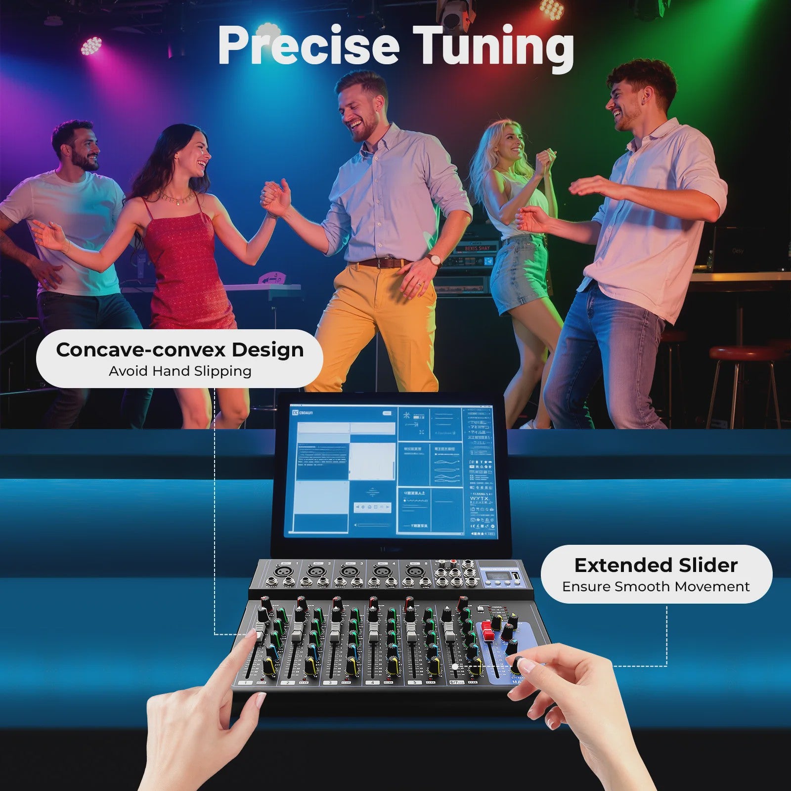 Professionele 7-Kanaals Audio Mixer voor DJ's, Live Studio & Muziekproductie