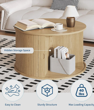 Ronde Salontafel met Verborgen Opbergruimte - Mid-Century Modern Design