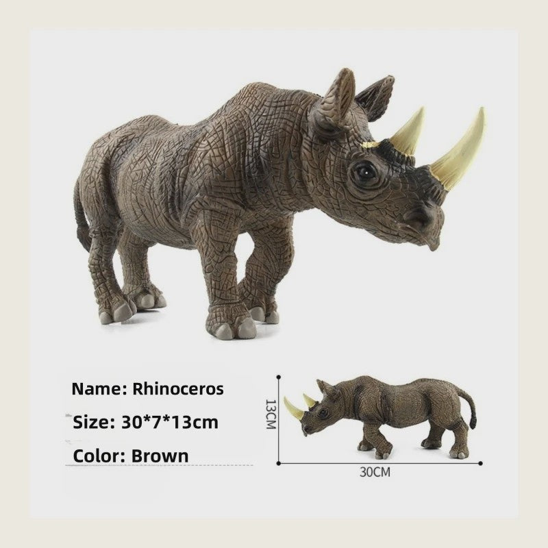 Grote Realistische Zwarte Neushoorn Speelgoedfiguur - 27.5cm PVC Wild Dier Model