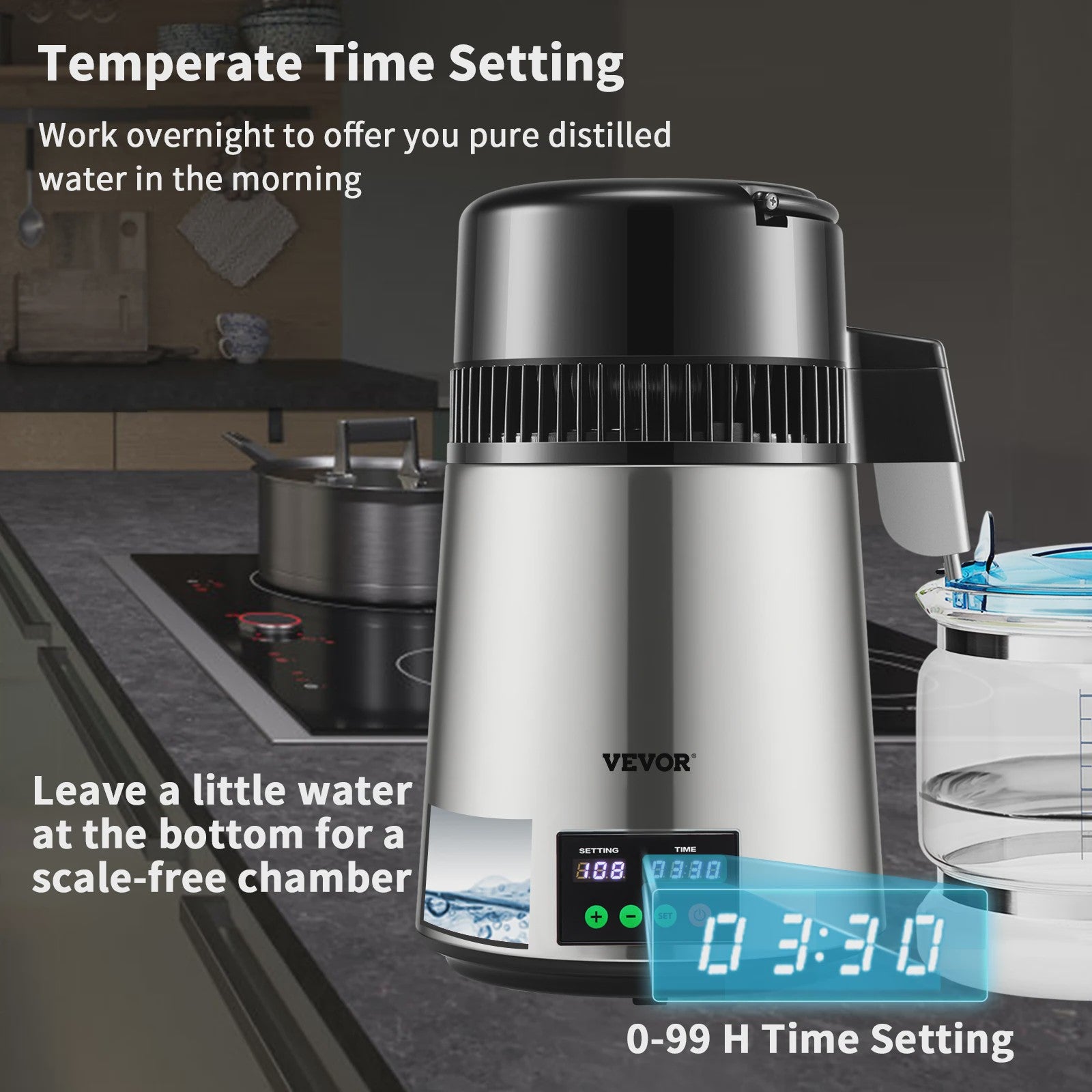 4L Water Distilleerder met Touchscreen - Zuiver en Verfrissend Drinkwater