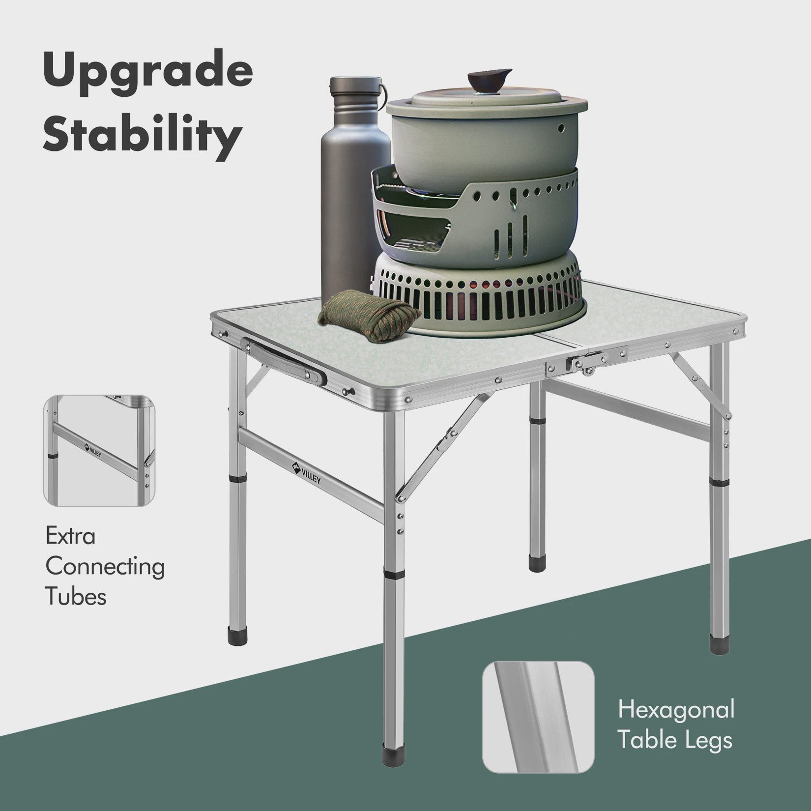 Draagbare Opvouwbare Tafel - Aluminium, Hoogte Verstelbaar voor Camping, Tuin & Picknick