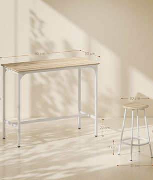 Homcom 5-Piece Bar Table and Chairs Set with Natural and White Metal Frame