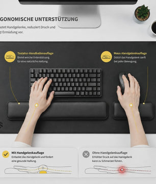 3-in-1 Ergonomische Bureau Set: XXL Muismat (900x400mm) met Polssteunen van Memory Foam & Waterdicht PU Leer