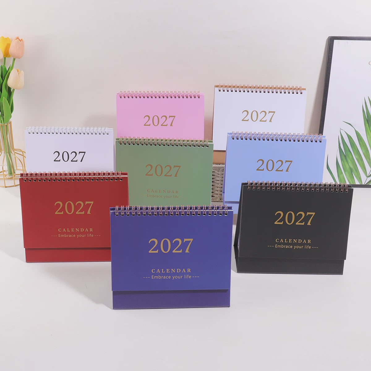 2027 Bureaukalender Maandkalender - Spiraalbinding, Opvouwbaar & Staand - Ideaal voor Planner, Kantoor & Thuis