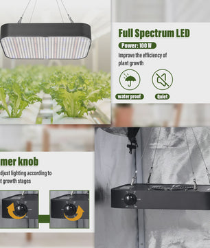 Complete Kweek Tentsysteem: Grow Tent met Ventilator, Koolstoffilter & Dimbare Full Spectrum LED Groeilamp