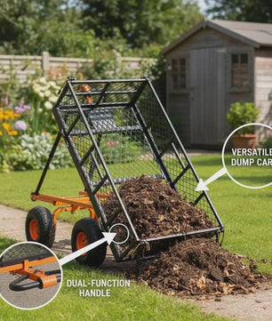 Metalen Kiepwagen Tuinwagen met 400 kg Laadvermogen en 25.4 cm Banden - Eenvoudig te Monteren
