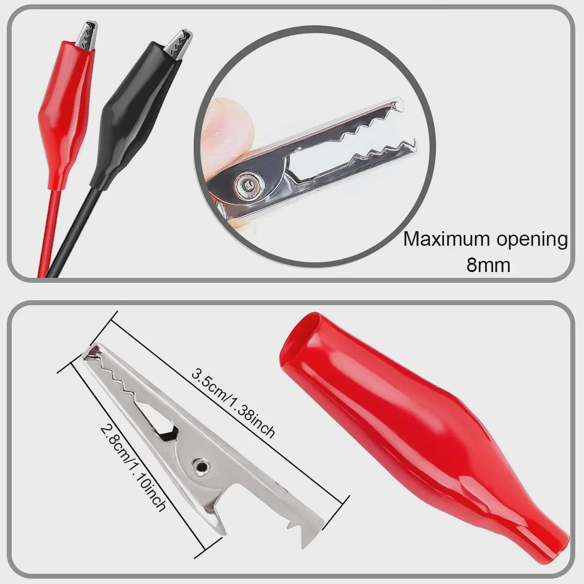 USB Type-A naar Alligator Klem Testkabel - Koperen Leidsels voor Stroomvoorziening