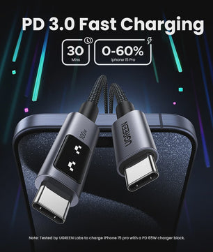 UGREEN UNO USB-C naar USB-C Kabel - 100W PD Snelladen & Data - 0.5-3M