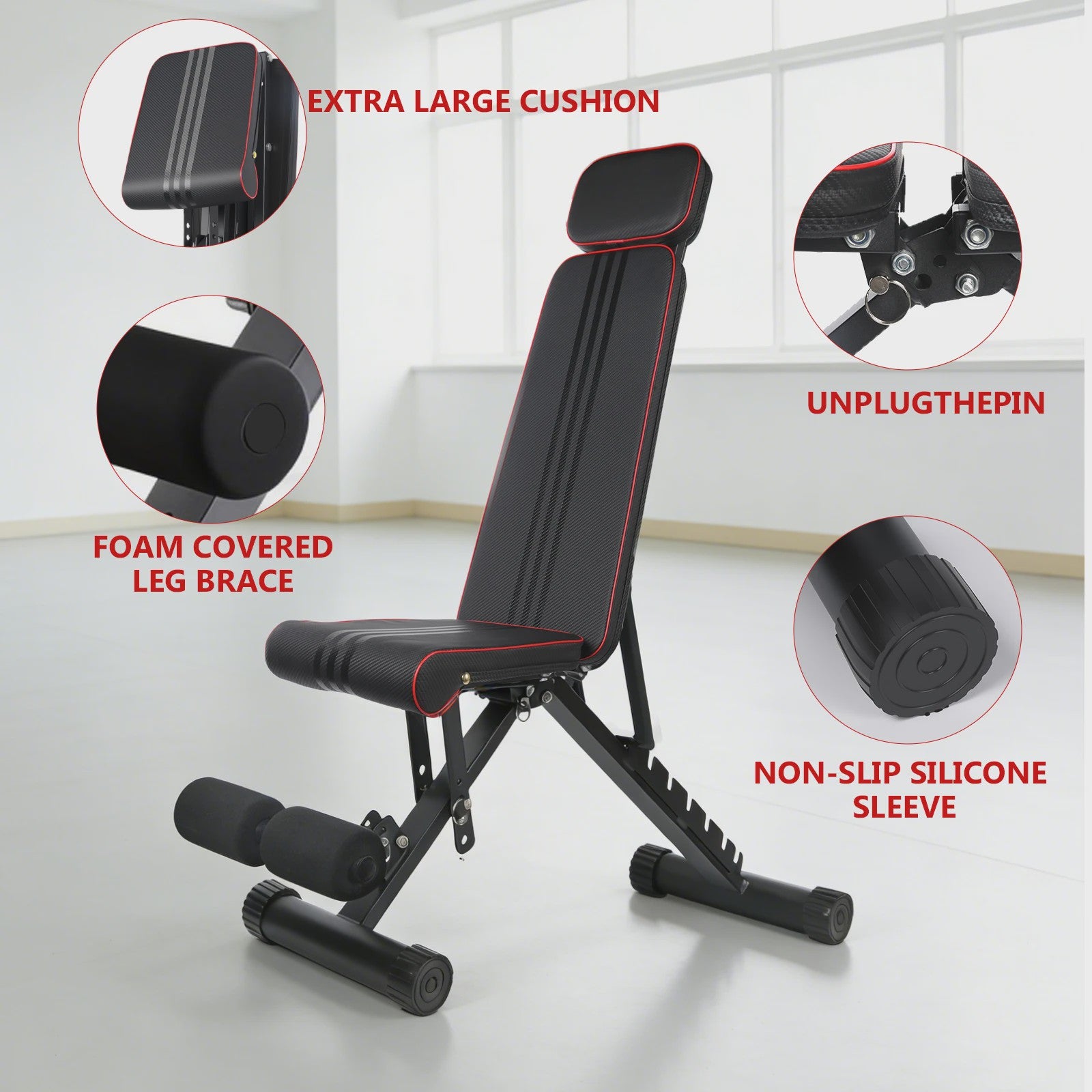Verstelbare Dumbbell Bank 7 Posities - Opvouwbaar Fitness Bankje voor Krachttraining Thuis