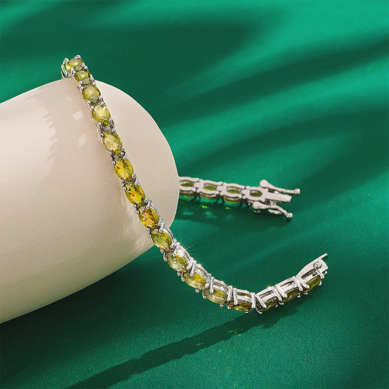 Peridot Tennisarmband Zilverkleurig - August Geboortesteen - Dames