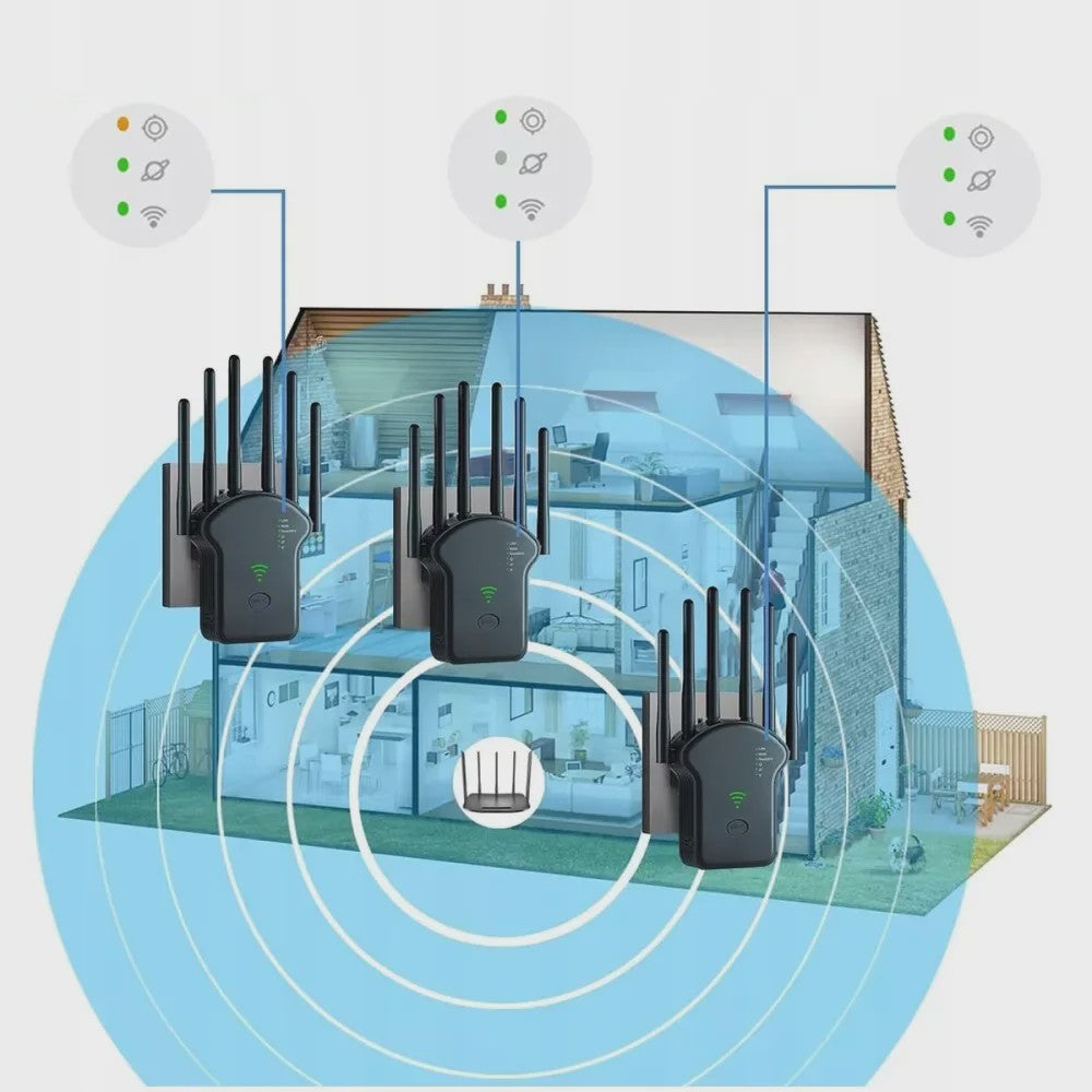 Krachtige WiFi Repeater 1200Mbps met 6 Antennes - Versterk je Netwerkbereik