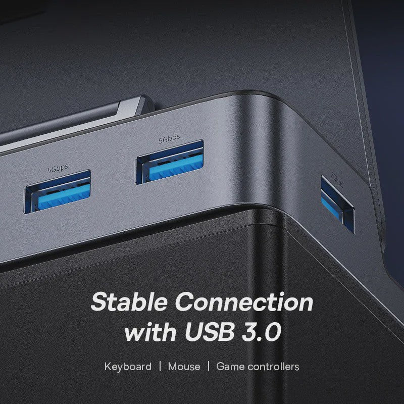 Baseus 6-in-1 USB-C Docking Station voor Steam Deck & Nintendo Switch - 4K@60Hz HDMI, Gigabit Ethernet, USB 3.0