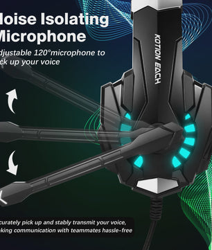 G9000 Pro Gaming Headset: Noise Cancelling Mic, LED Licht & Stereo Geluid voor PS4, PC, Xbox, Switch, PS5