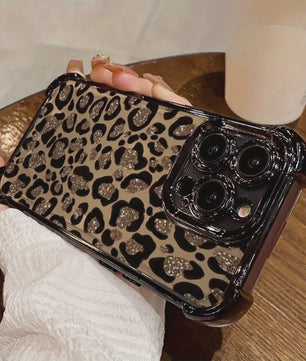 Luxe Leopard Print Telefoonhoesje met Plating & Anti-Val Bescherming voor Samsung