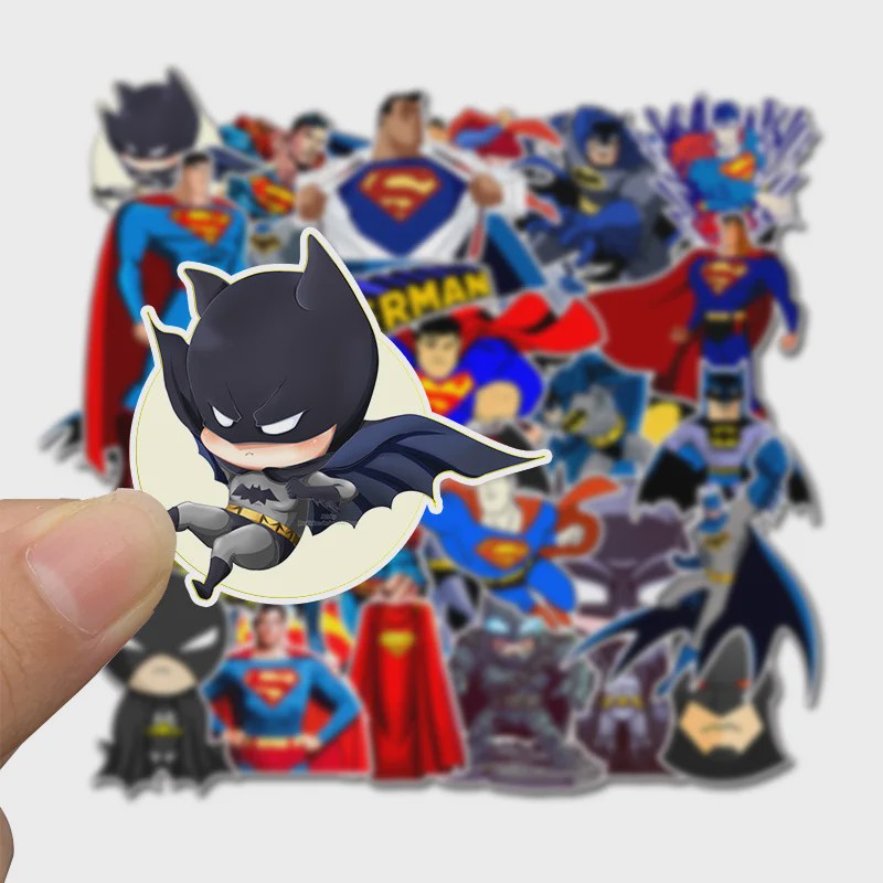 45-delige set Superheld Stickers: Batman & Superman voor Kinderen