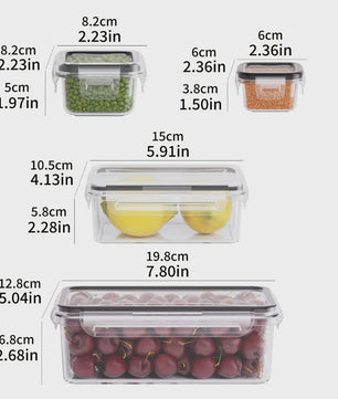 8-delige Luchtdichte Voedselbewaarbakjes met Sluitdeksels - BPA-vrij, Magnetron- & Vriezerbestendig