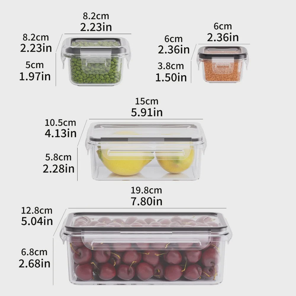 8-delige Luchtdichte Voedselbewaarbakjes met Sluitdeksels - BPA-vrij, Magnetron- & Vriezerbestendig